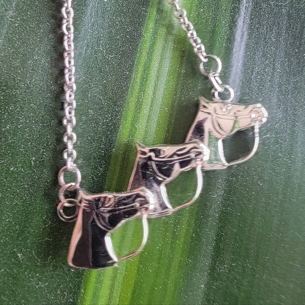 Horse Necklace Silver Tone